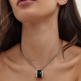 Givenchy 1977 Silver Plated Black Pendant