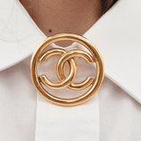 Chanel 1993 CC Circle Gold Plated Brooch