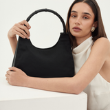 Gucci Bamboo Nylon Leather Black Shoulder Bag