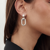 Givenchy 1990's Minimalist Silver Tone U-Link Drop Earrings