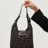 Fendi Vintage Zucca Canvas Crescent Hobo Mamma Baguette Bag