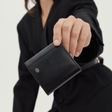 Cartier 1980-1990's Smooth Black Leather Square Coin Purse