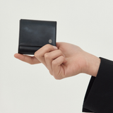 Cartier 1980-1990's Smooth Black Leather Square Coin Purse