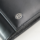 Cartier 1980-1990's Smooth Black Leather Square Coin Purse