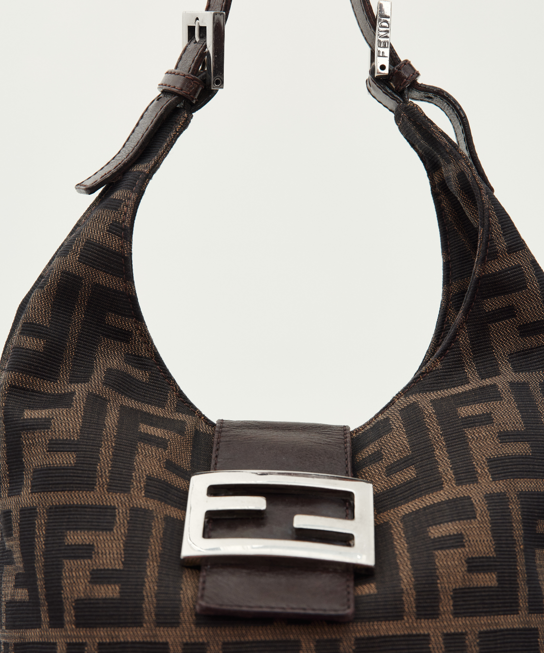 Fendi Vintage Zucca Canvas Crescent Hobo Mamma Baguette Bag