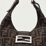 Fendi Vintage Zucca Canvas Crescent Hobo Mamma Baguette Bag