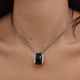 Givenchy 1977 Silver Plated Black Pendant