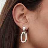 Givenchy 1990's Minimalist Silver Tone U-Link Drop Earrings
