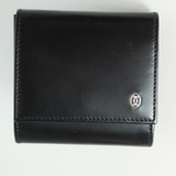 Cartier 1980-1990's Smooth Black Leather Square Coin Purse