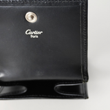 Cartier 1980-1990's Smooth Black Leather Square Coin Purse