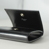 Cartier 1980-1990's Smooth Black Leather Square Coin Purse