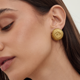 Chanel 1980's - CC Sunburst Medallion Gold Plated Clip-On Earrings