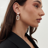 Givenchy 1990's Minimalist Silver Tone U-Link Drop Earrings