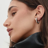 Givenchy 1970's - 1980's Chunky Silver Hoop Clip-On Earrings