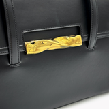 Bally Baroque Fold Black Leather Shoulder Bag
