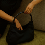 Gucci Bamboo Nylon Leather Black Shoulder Bag