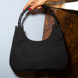 Gucci Bamboo Nylon Leather Black Shoulder Bag
