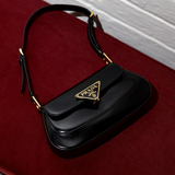 Prada 2023 Archival Spazzolato Brushed Leather Shoulder Bag – Black