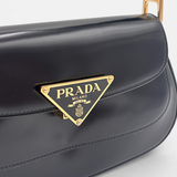 Prada 2023 Archival Spazzolato Brushed Leather Shoulder Bag – Black