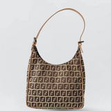 Fendi Zucchino Canvas Oyster Hobo Bag
