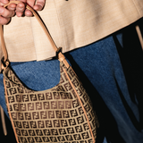 Fendi Zucchino Canvas Oyster Hobo Bag