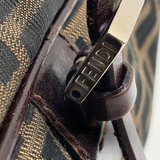 Fendi Tobacco Zucca Canvas & Leather East West Satchel Boston Bag