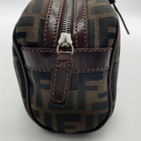 Fendi Tobacco Zucca Canvas & Leather East West Satchel Boston Bag