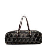 Fendi Tobacco Zucca Canvas & Leather East West Satchel Boston Bag