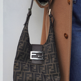 Fendi Vintage Zucca Canvas Crescent Hobo Mamma Baguette Bag