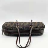 Fendi Tobacco Zucca Canvas & Leather East West Satchel Boston Bag
