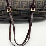 Fendi Tobacco Zucca Canvas & Leather East West Satchel Boston Bag