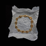 Vintage 1990s Polished Gold Plated Marina Chain Bracelet