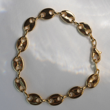 Vintage 1990s Polished Gold Plated Marina Chain Bracelet