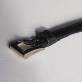 Prada 2000s Black Leather Bracelet With Minimalist Logo Plate
