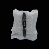 Prada 2000s Black Leather Bracelet With Minimalist Logo Plate