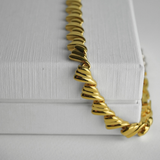 Nina Ricci 1980’s Gold Ribbed Chevron Link Necklace
