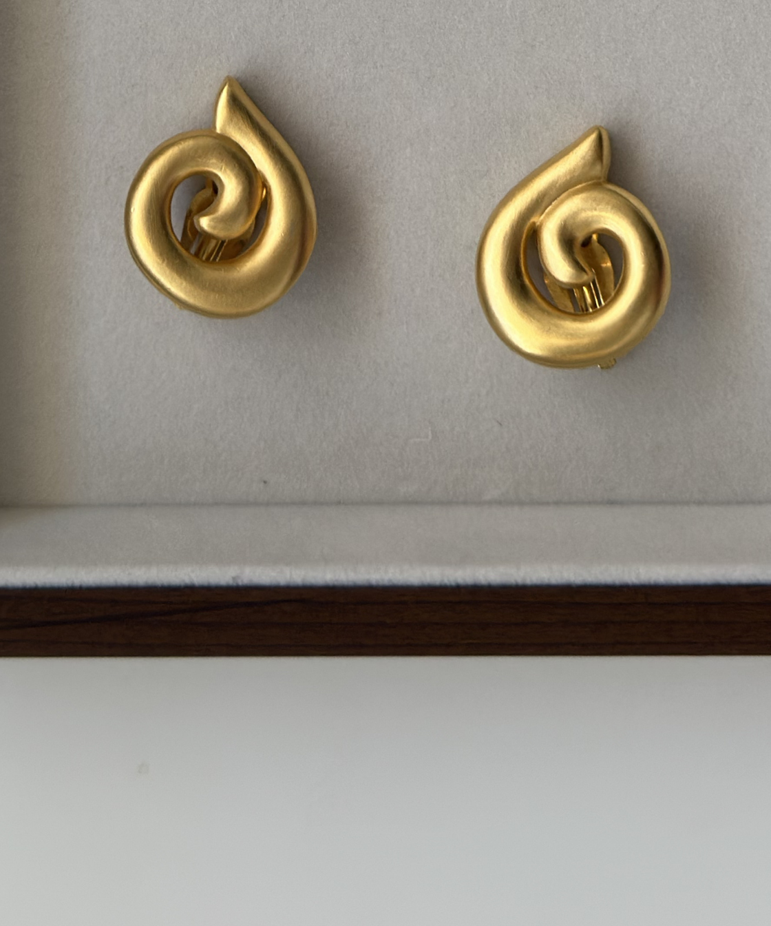 Givenchy 1980's Gold Plated Swirl Clip On Earrings