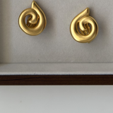 Givenchy 1980's Gold Plated Swirl Clip On Earrings