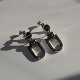 Givenchy 1990's Minimalist Silver Tone U-Link Drop Clip On Earrings