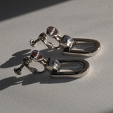Givenchy 1990's Minimalist Silver Tone U-Link Drop Clip On Earrings