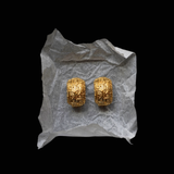 Christian Dior - 1980s Trotter Oblique Gold Earrings