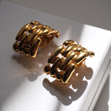 Givenchy 1980's Gold Watch Chain Drop Clip On Earrings