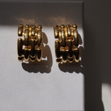 Givenchy 1980's Gold Watch Chain Drop Clip On Earrings