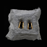 Monet 1980's Black Enamel and Gold Stud Earrings