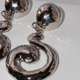Yves Saint Laurent 1980's -1990's Rare Silver Swirl Clip On Earrings