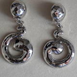 Yves Saint Laurent 1980's -1990's Rare Silver Swirl Clip On Earrings