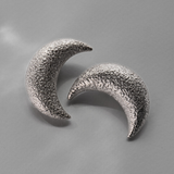 Christian Dior 1980's Silver Crescent Moon Clip On Earrings