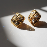 Chanel 1980s Crystal Gold Tone Clip-On Earrings