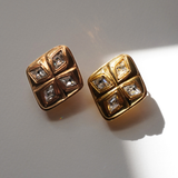 Chanel 1980s Crystal Gold Tone Clip-On Earrings