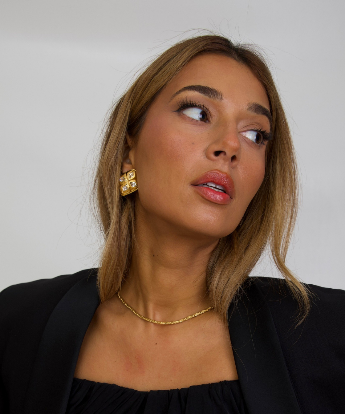 Chanel 1980s Crystal Gold Tone Clip-On Earrings